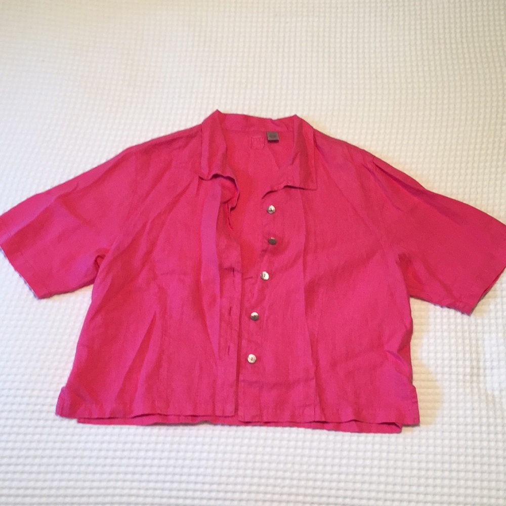 Chico’s Short Sleeve Pink Linen Shirt